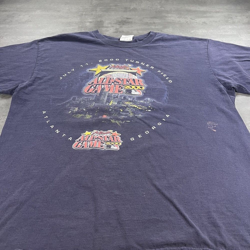 Vintage 90s Atlanta Braves Shirt Men XL L Blue Baggy Faded MLB Baseball‎ Turner